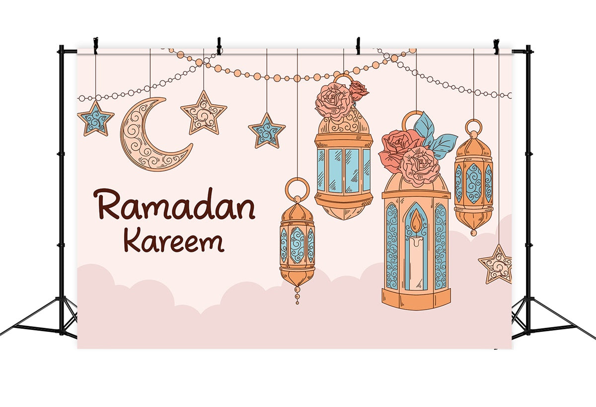 Ramadan Backdrops Rustikale Florale Hängende Laterne Backdrop XY2-104
