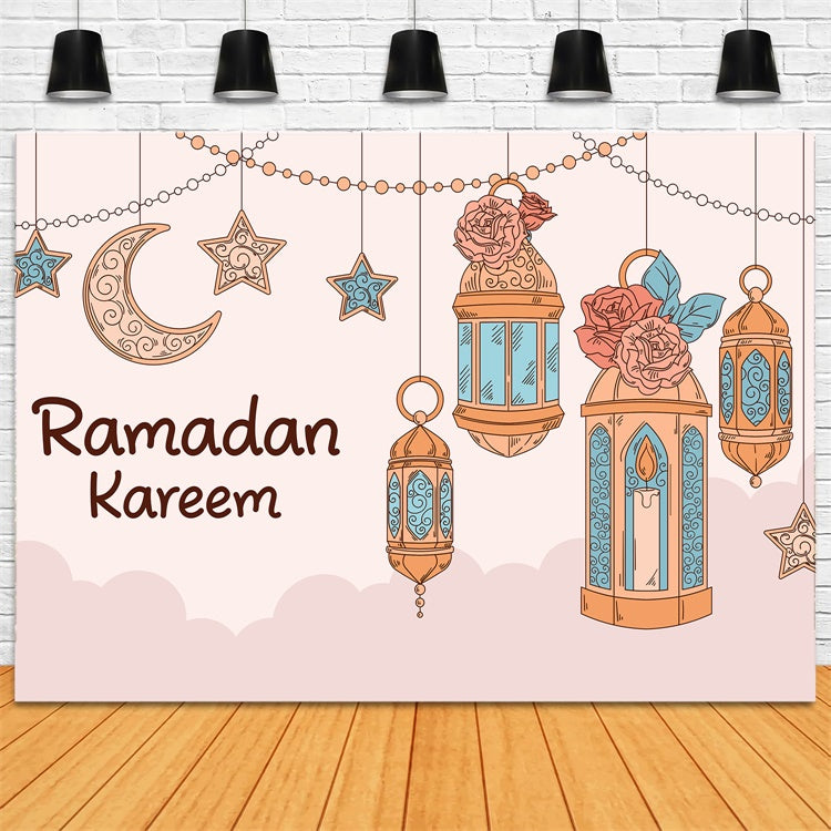 Ramadan Backdrops Rustikale Florale Hängende Laterne Backdrop XY2-104