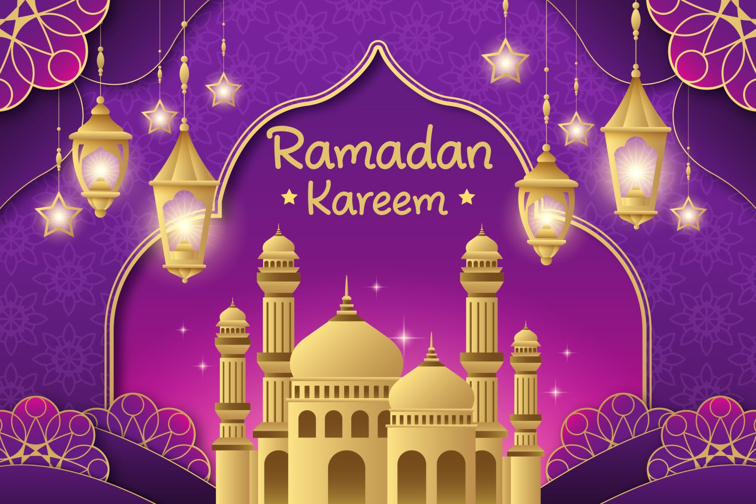 Ramadan Backdrops Königlich Lila Gold Ramadan Backdrop XY2-105