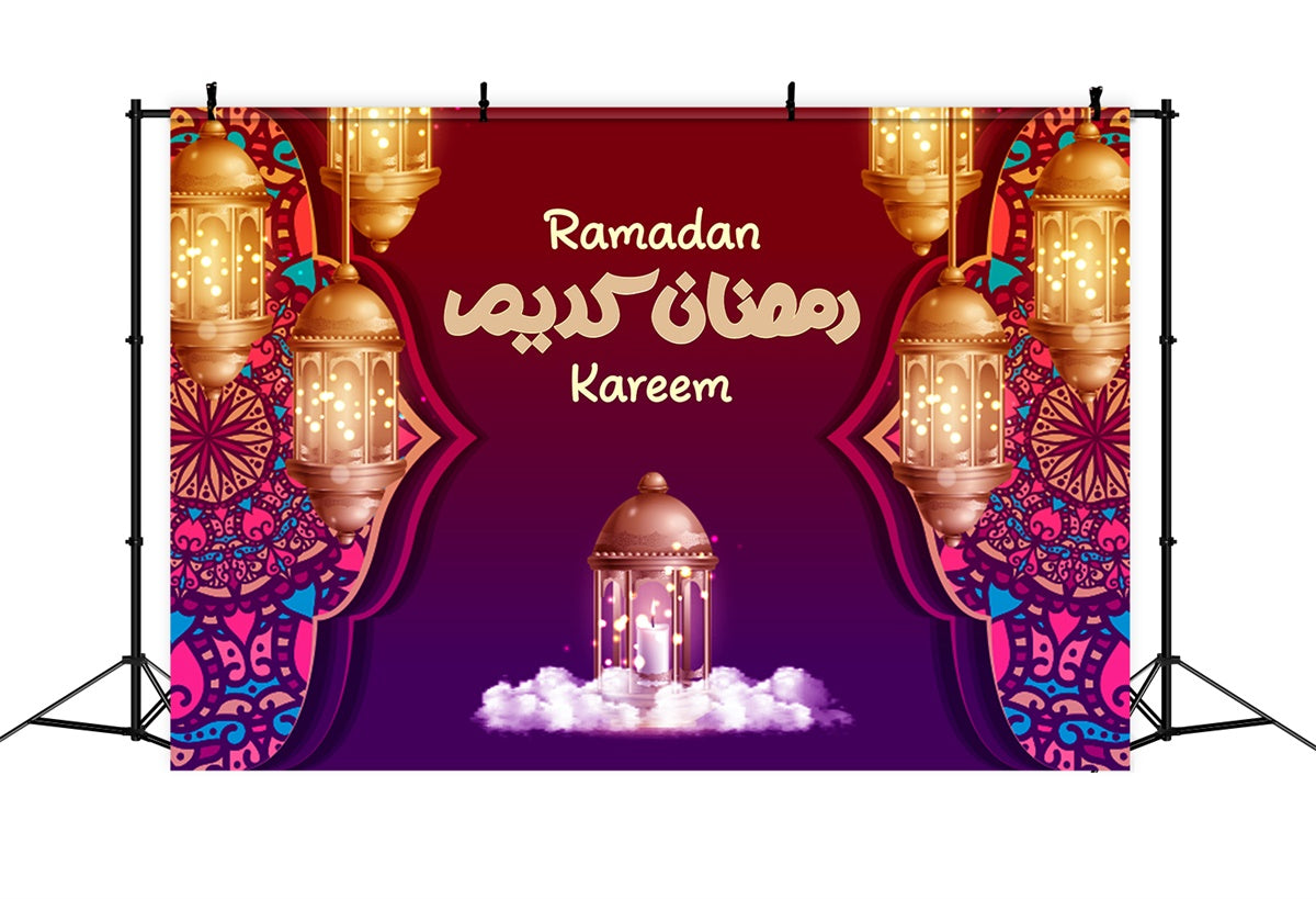 Ramadan Backdrops Tiefrote Laterne Glühen Backdrop XY2-106