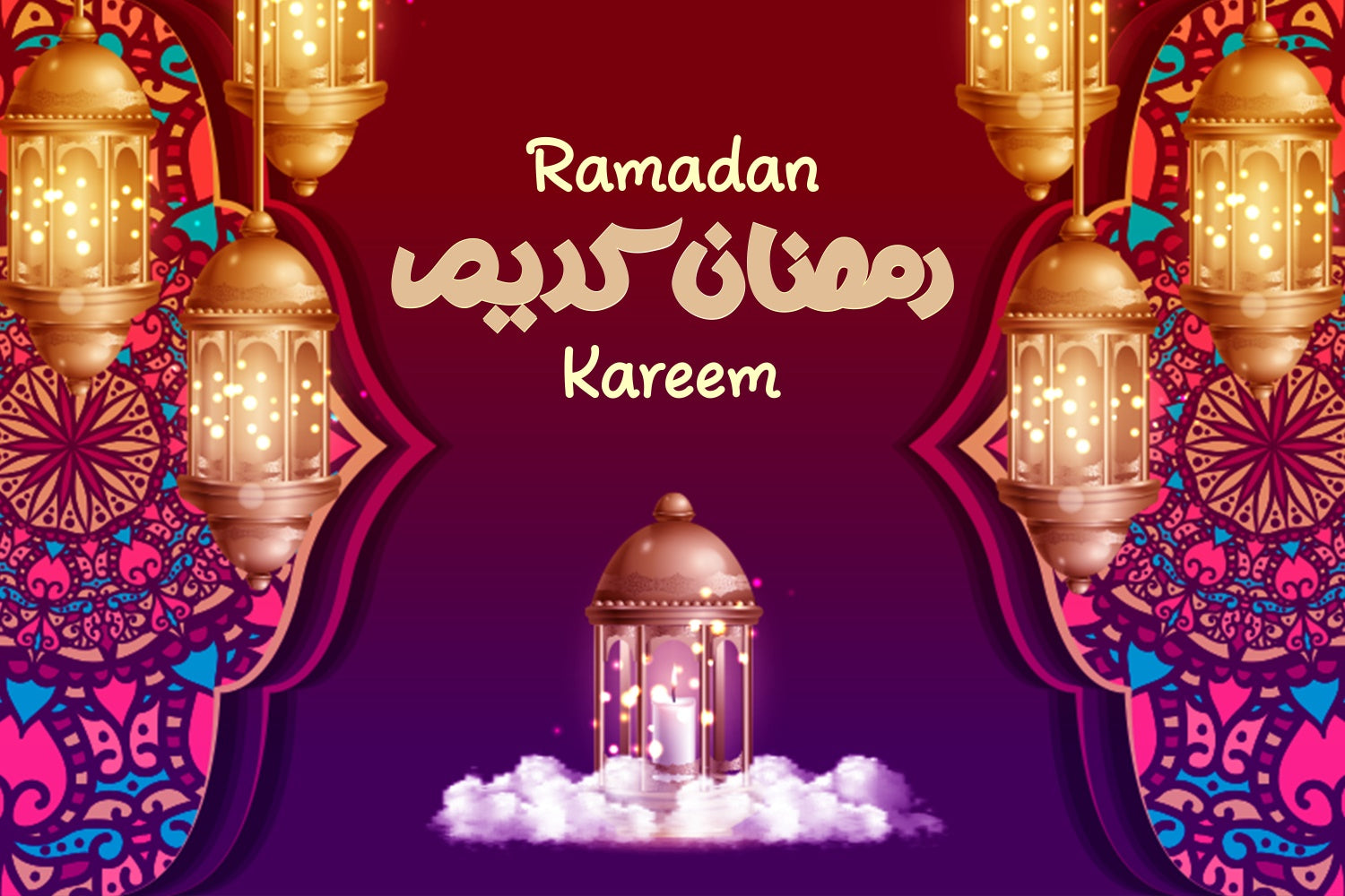 Ramadan Backdrops Tiefrote Laterne Glühen Backdrop XY2-106