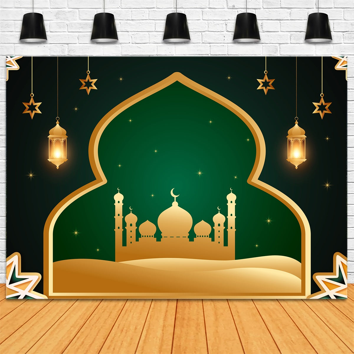 Ramadan-Hintergrundkulissen Goldgerahmter Sternenhimmel Moschee-Hintergrund XY2-108