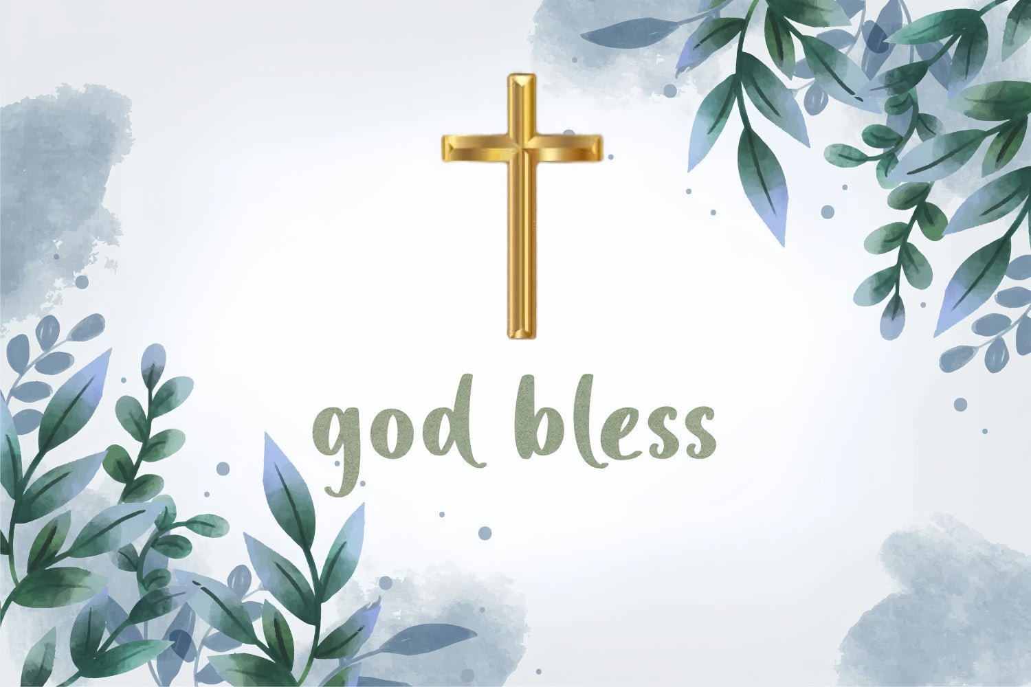 Taufe Backdrop Aquarell Greenery Gold Cross Backdrop XY2-113