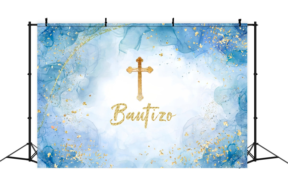 Taufe Fotohintergrund Königsblau Gold Kreuz Hintergrund XY2-115