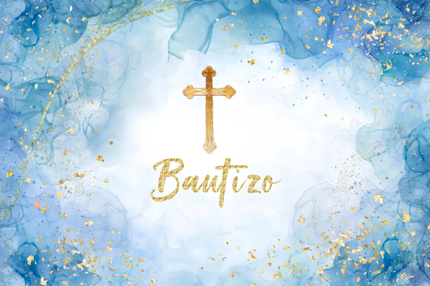 Taufe Fotohintergrund Königsblau Gold Kreuz Hintergrund XY2-115