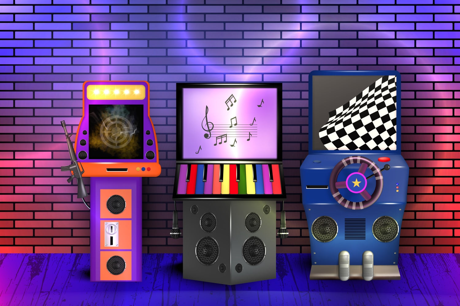 Tanz Backdrop Buntes Musikspiel Arcade Backdrop XY2-121
