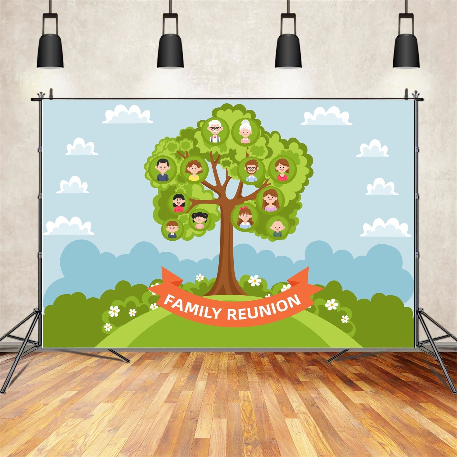 Backdrop Familientreffen Familie Erbe Baum Feier Backdrop XY2-123