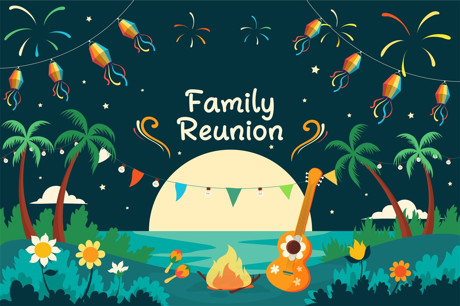 Familientreffen Backdrop Ideen Sternenhimmel Beach Reunion Backdrop XY2-126