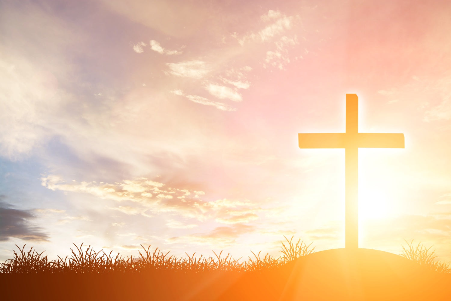 Gedenkkulisse Sonnenaufgang Kreuz Hoffnungsvoll Glow Kulisse XY2-143