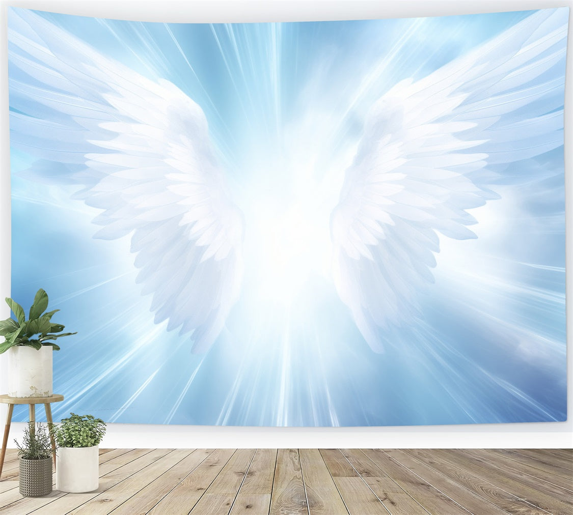 Memorial Backdrop Ideen Weiße Engelsflügel Glow Backdrop XY2-144