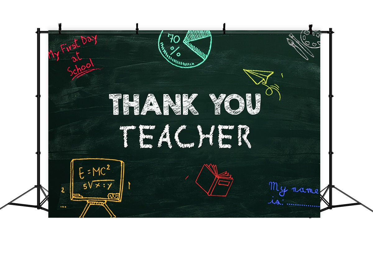 Thank You Backdrop Kreidetafel Lehrer Anerkennung Hintergrund XY2-159