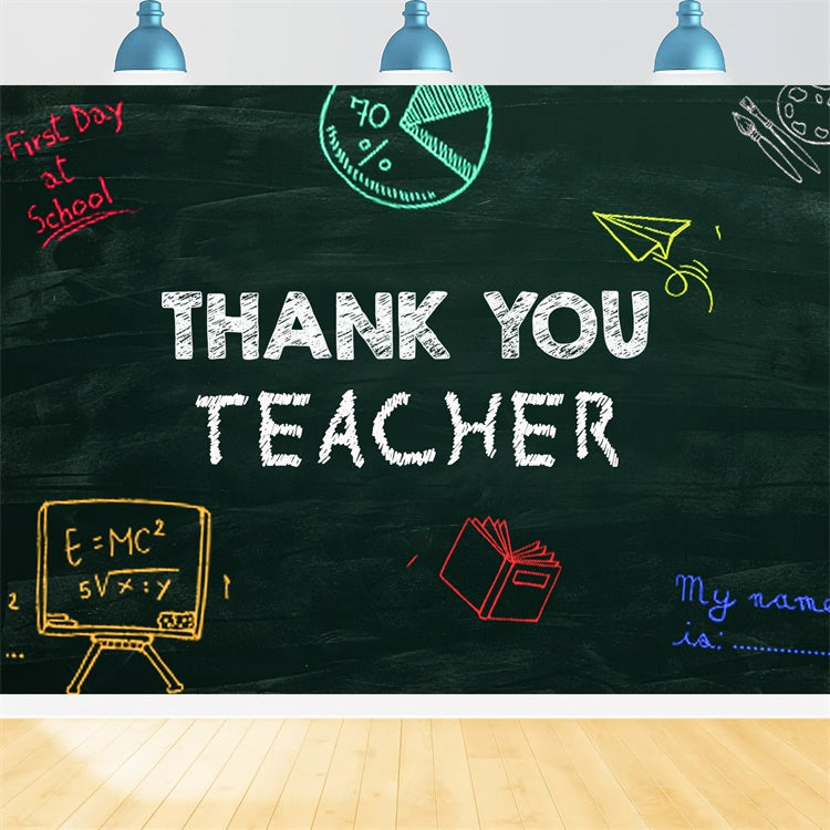 Thank You Backdrop Kreidetafel Lehrer Anerkennung Hintergrund XY2-159