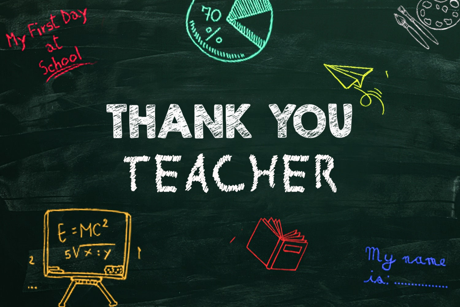 Thank You Backdrop Kreidetafel Lehrer Anerkennung Hintergrund XY2-159