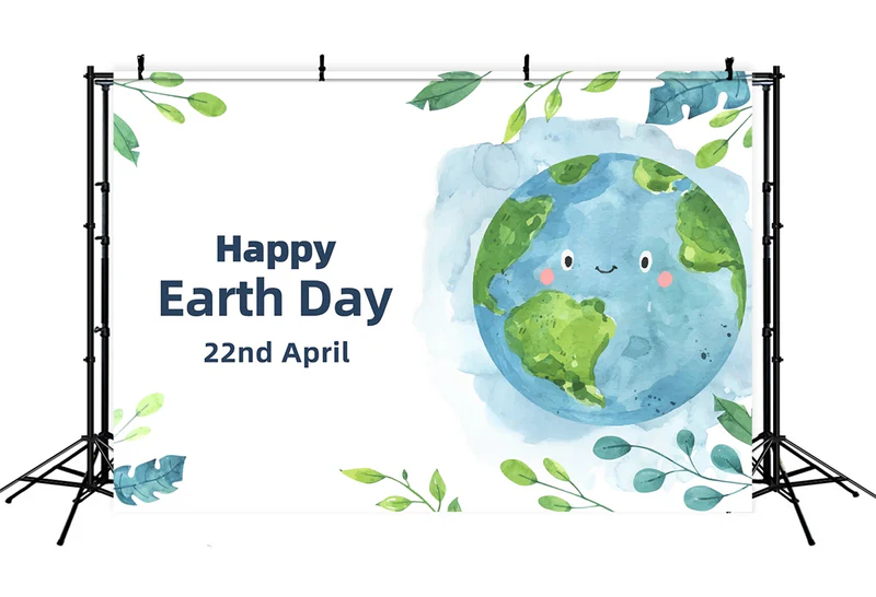 Happy Earth Day Backdrop Eco Celebration Cartoon Hintergrund XY2-17