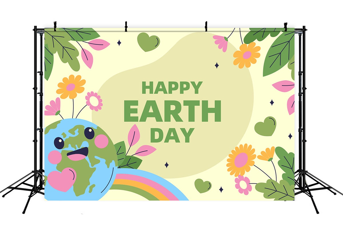Happy Earth Day Backdrop Niedlicher umweltfreundlicher Partyhintergrund XY2-18
