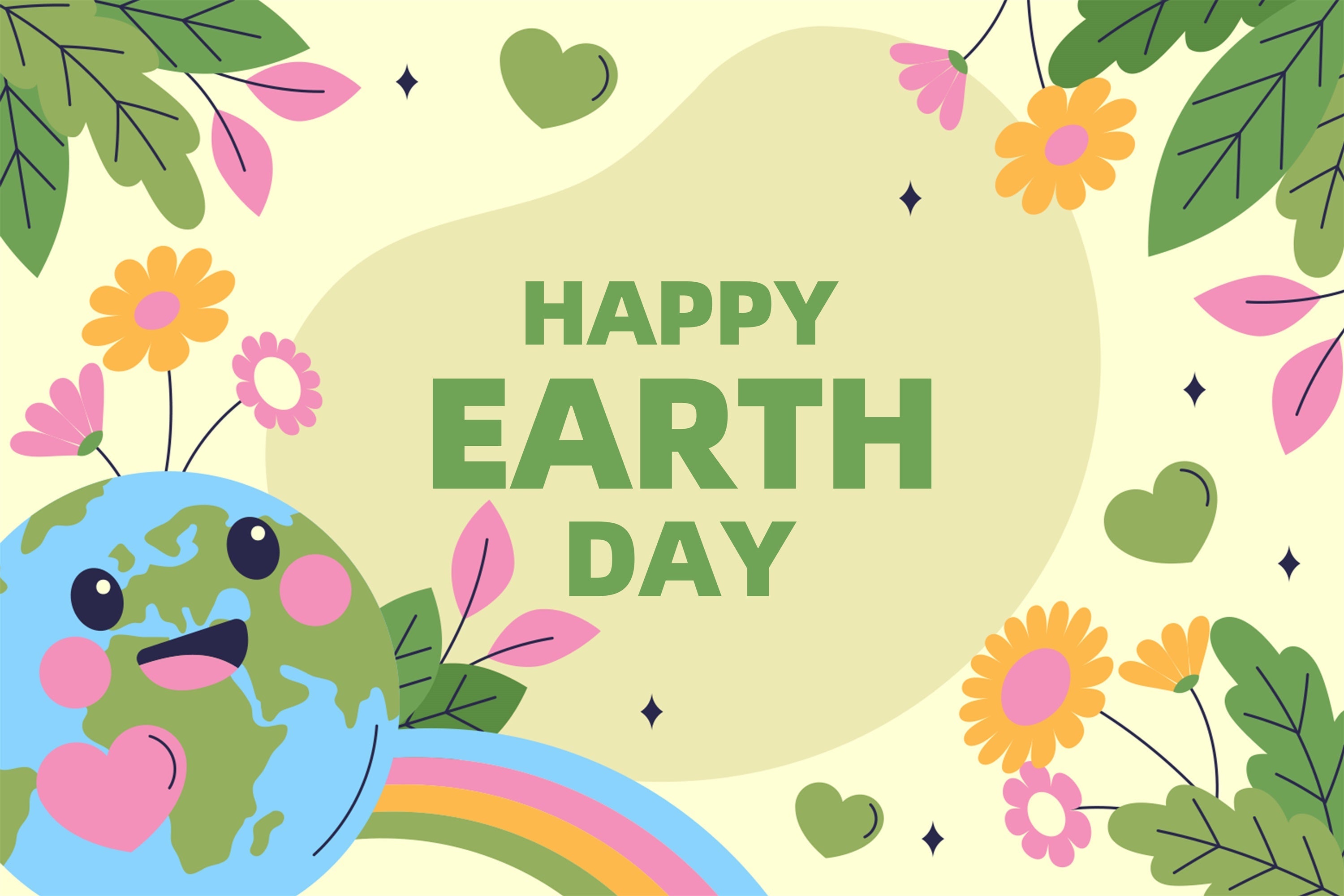 Happy Earth Day Backdrop Niedlicher umweltfreundlicher Partyhintergrund XY2-18