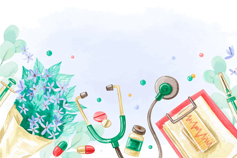 Nationaler Tag der Krankenschwestern Backdrop Medizinisches Zubehör Blumen Backdrop XY2-43