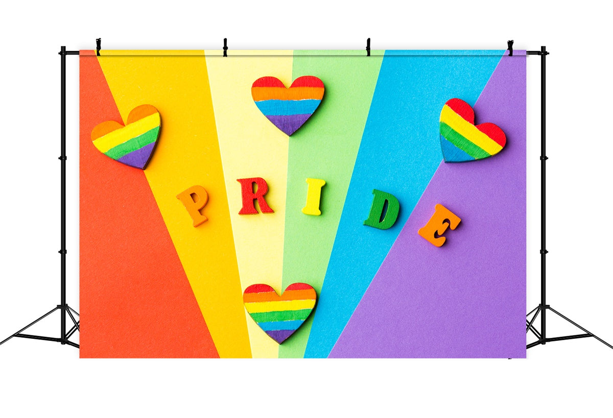 Pride Backdrop Holz Regenbogen Herzen Pride Letters Backdrop XY2-54