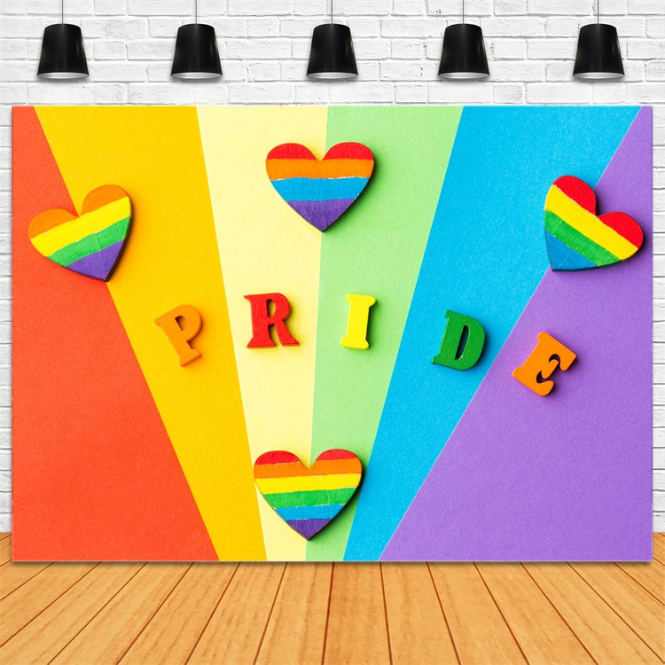 Pride Backdrop Holz Regenbogen Herzen Pride Letters Backdrop XY2-54