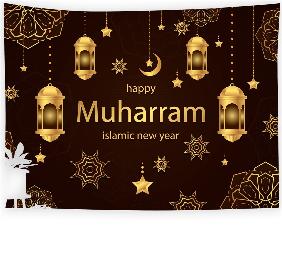 Eid Mubarak Backdrop Muharram Heilige Nacht Laternen Backdrop XY2-75