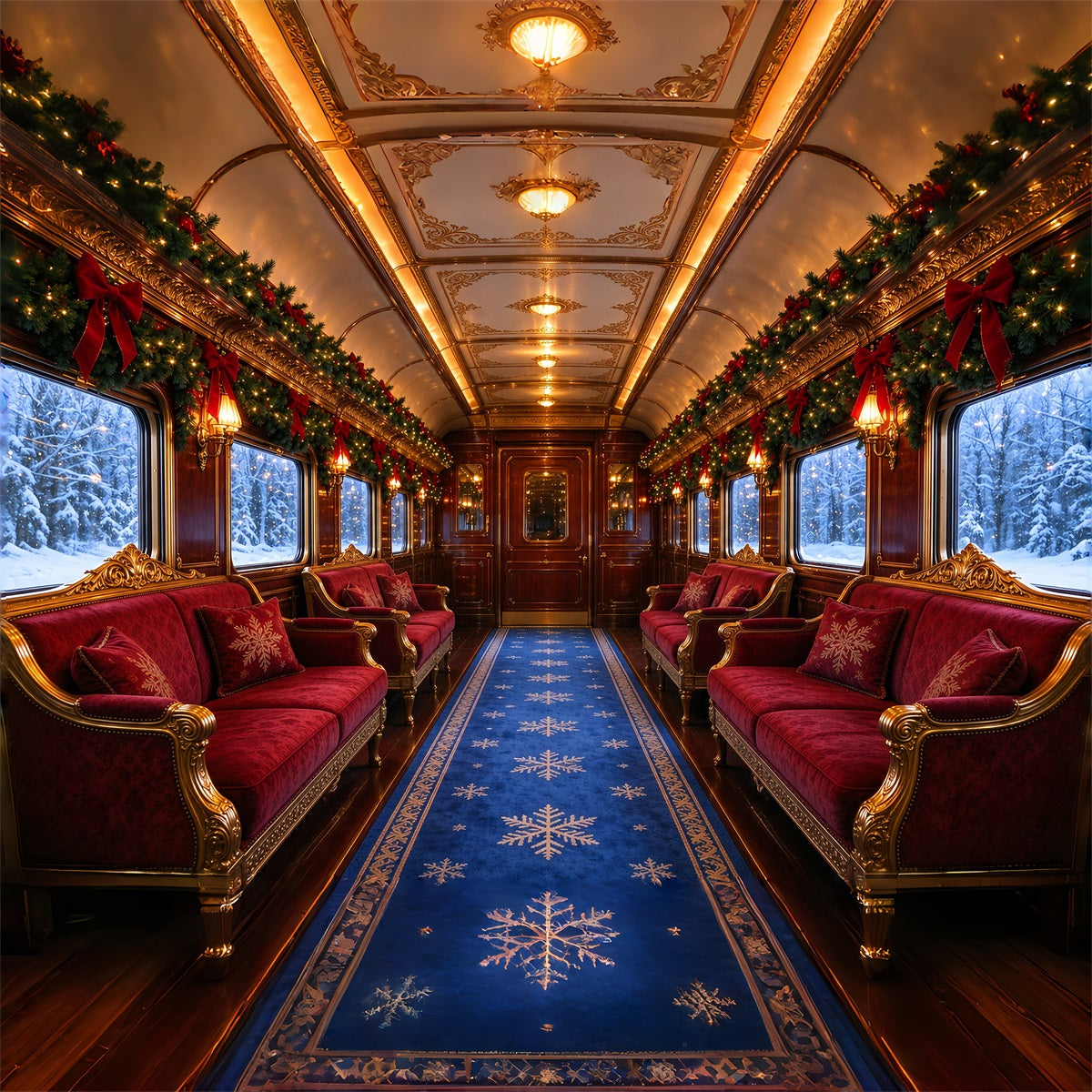 Weihnachtlicher Fotohintergrund Luxuriöser Vintage-Winterzug ZTT610-11