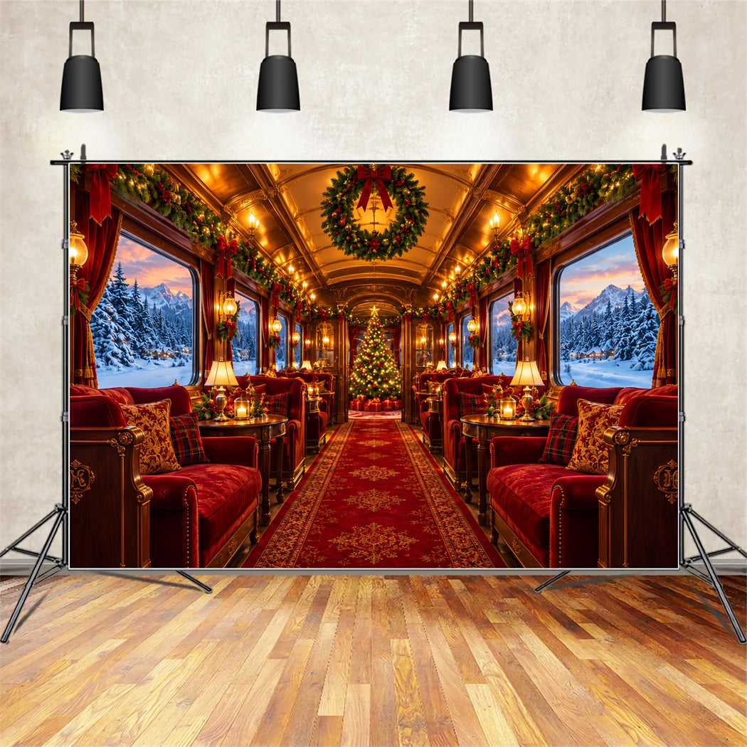 Weihnachtlicher Fotohintergrund Festlicher Luxuszug-Innenraum ZTT610-41