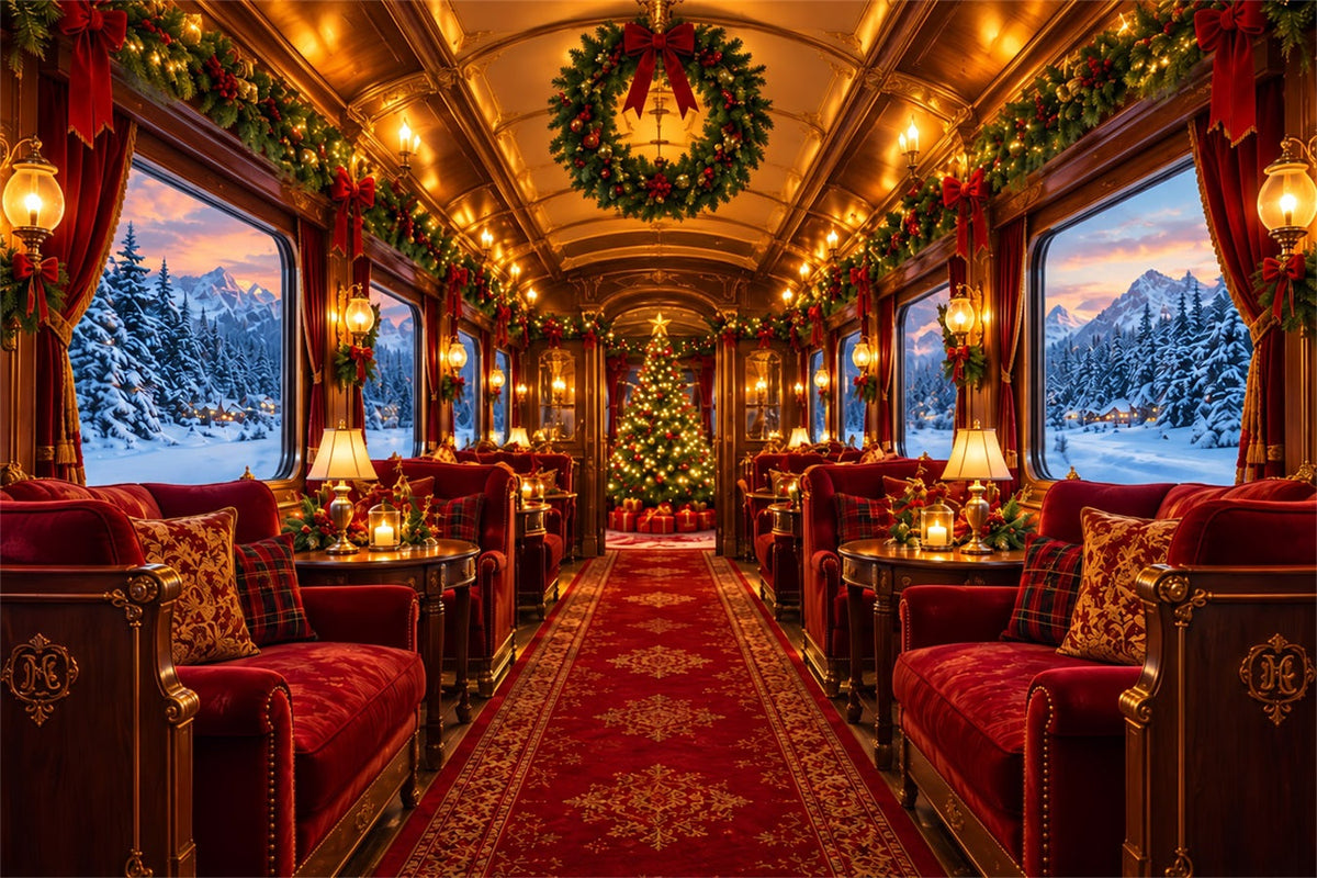 Weihnachtlicher Fotohintergrund Festlicher Luxuszug-Innenraum ZTT610-41