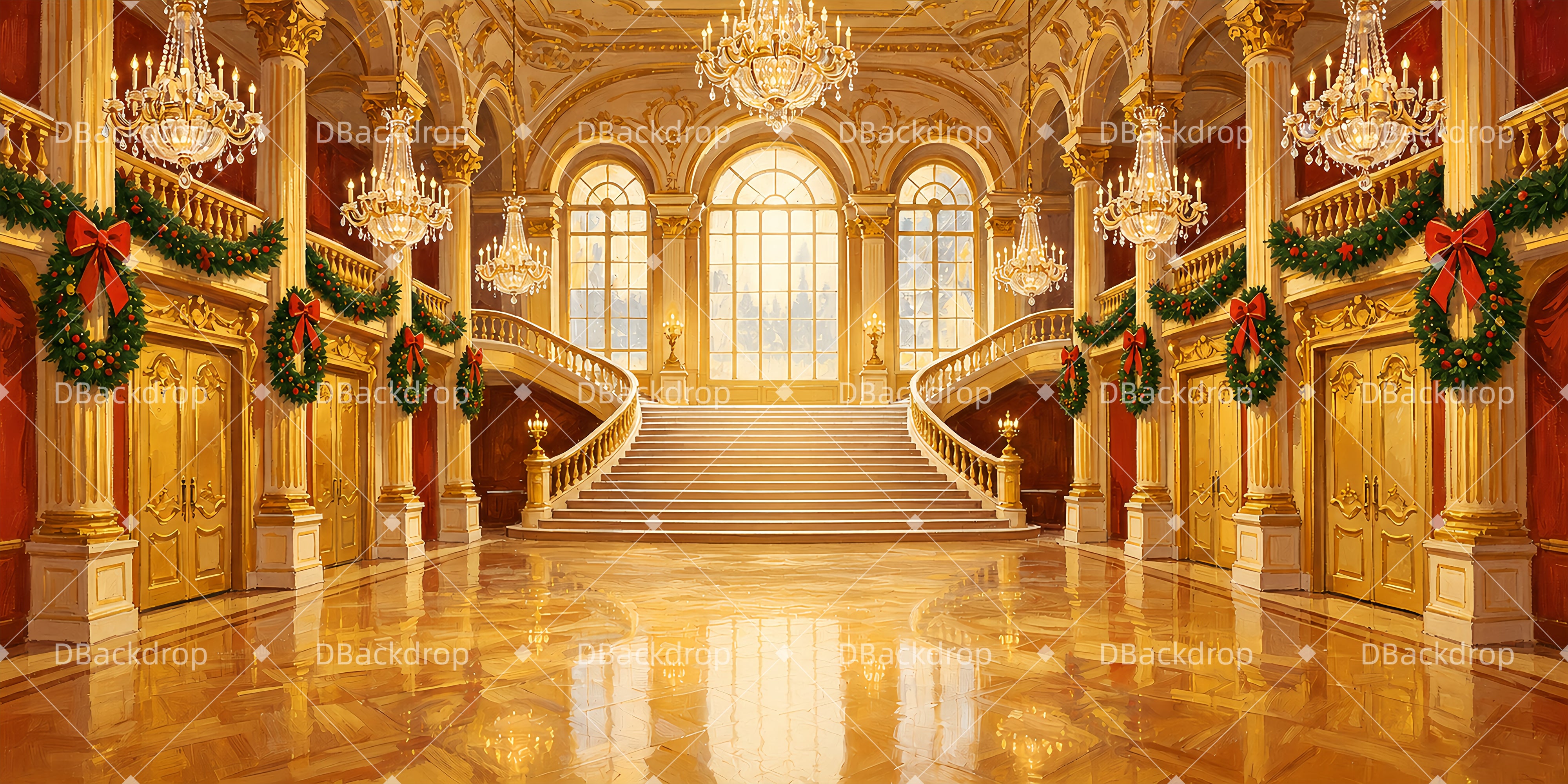 Schultanz Hintergrund Königlicher Ballsaal Weihnachtskulisse ZTT66-T113