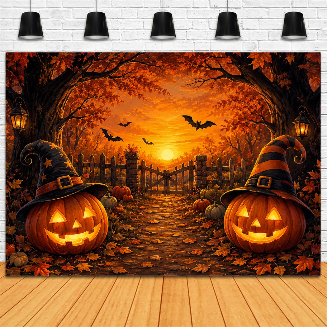 Halloween-Bühnenhintergrund Hexenhut Kürbisweg Halloween-Fotografie-Hintergründe ZTT67-5