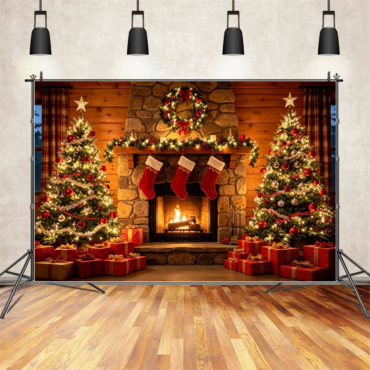 Weihnachtskamin-Hintergrund Geschenkidee Für Kamine Aus Stein Weihnachtsstudio-Hintergrund ZTT69-30