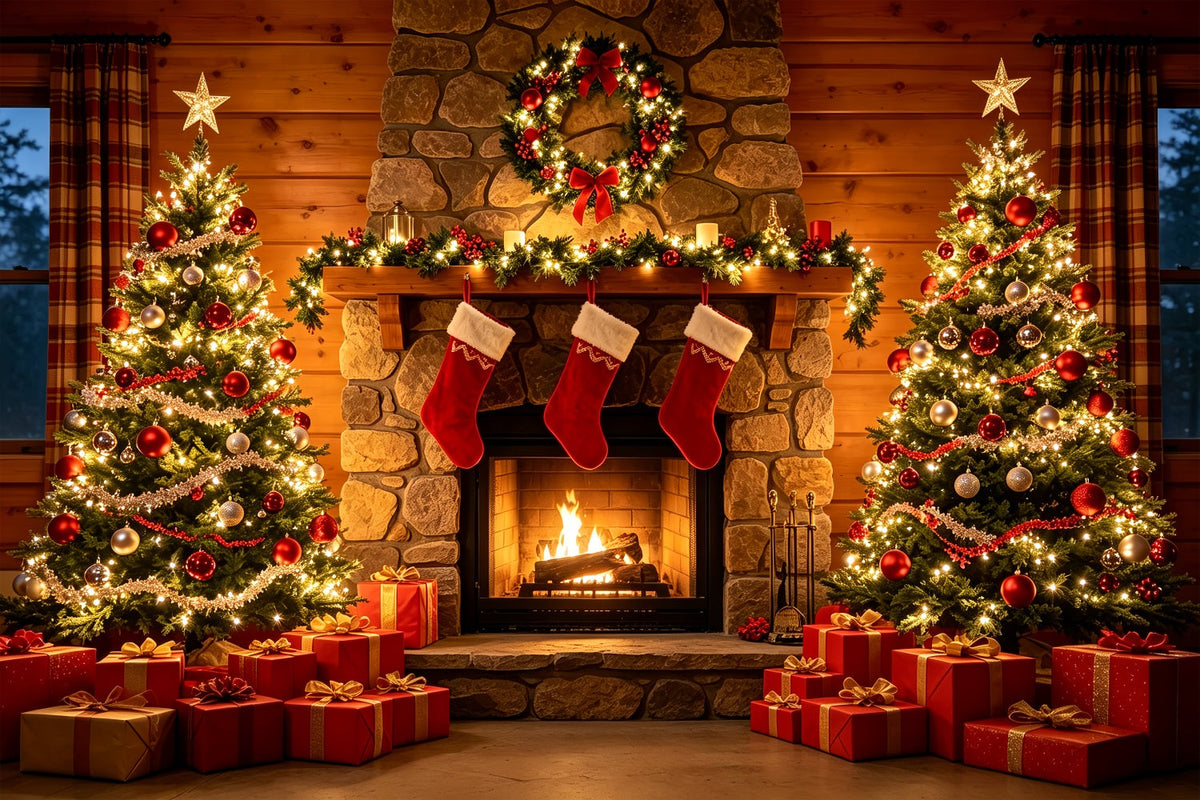 Weihnachtskamin-Hintergrund Geschenkidee Für Kamine Aus Stein Weihnachtsstudio-Hintergrund ZTT69-30