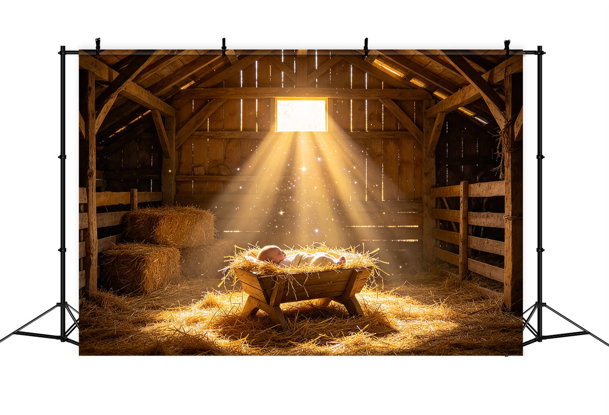 Krippenszene Hintergrund Goldene Krippe Baby Licht ZTT69-58