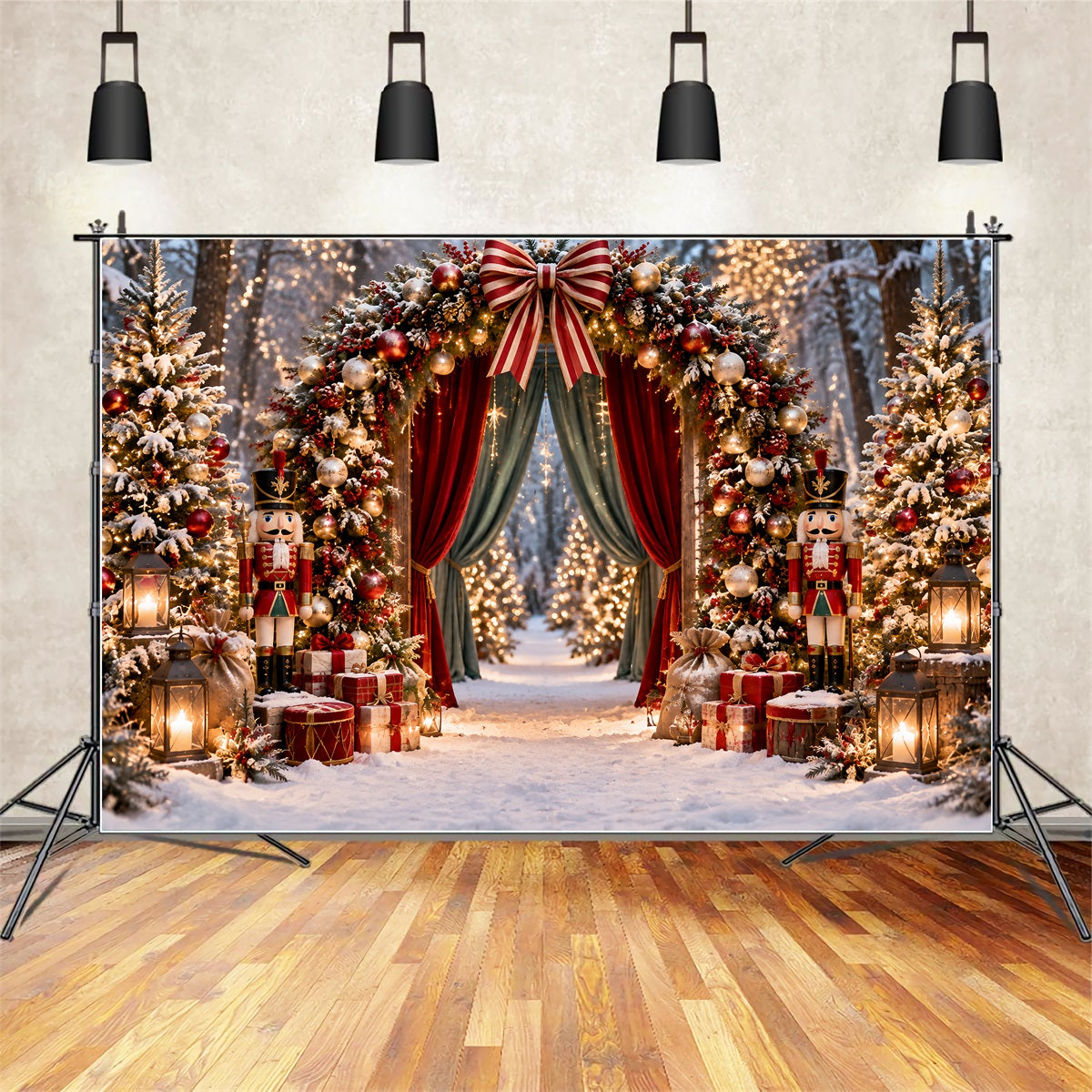 Professioneller Weihnachtshintergrund Nussknacker Wald Vorhangbogen ZTT69-64