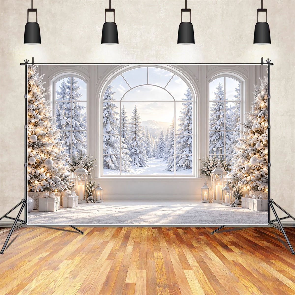 Weihnachtsfenster Hintergrund Eleganter Verschneiter Fensterblick ZTT69-76