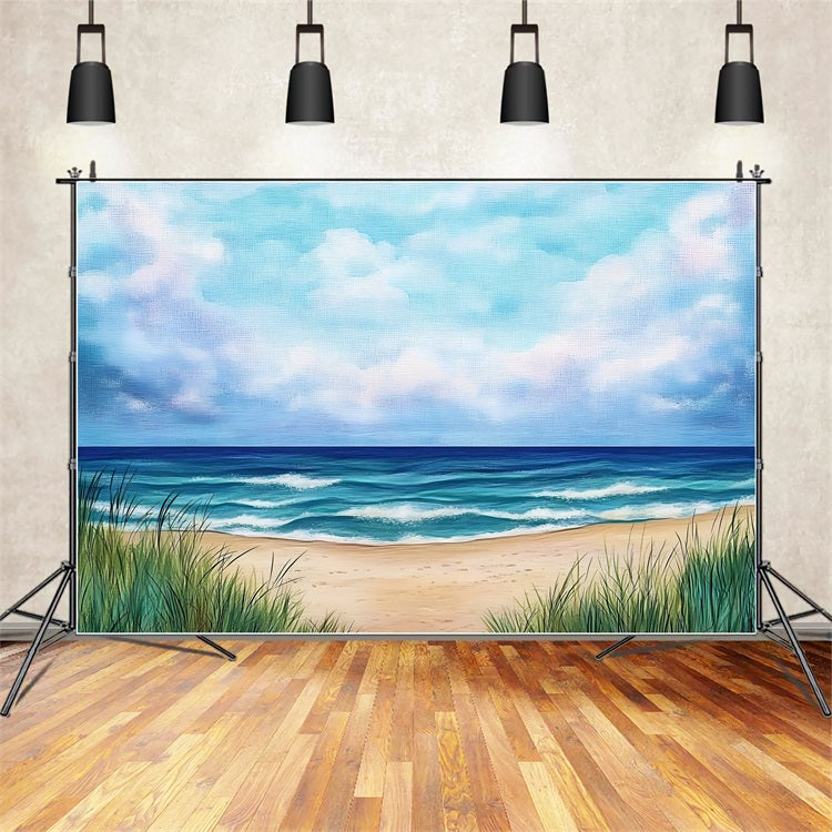 Strand Szenerie Hintergrund Gemaltes Meer Horizont Sommer Hintergrund ZXY3-27