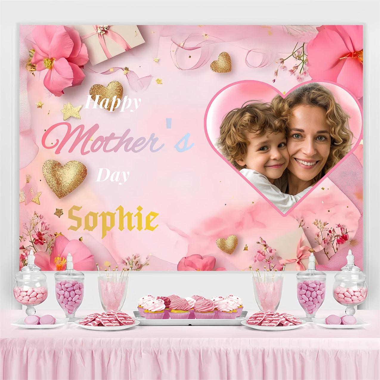 Muttertag Fotokulissen Herzen Floral Personalisierte Kulisse ZXY3-3