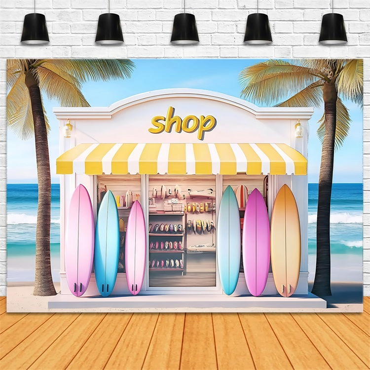 Strand Backdrop Gelbe Streifen Surfbrett Sommer Backdrop ZXY3-8