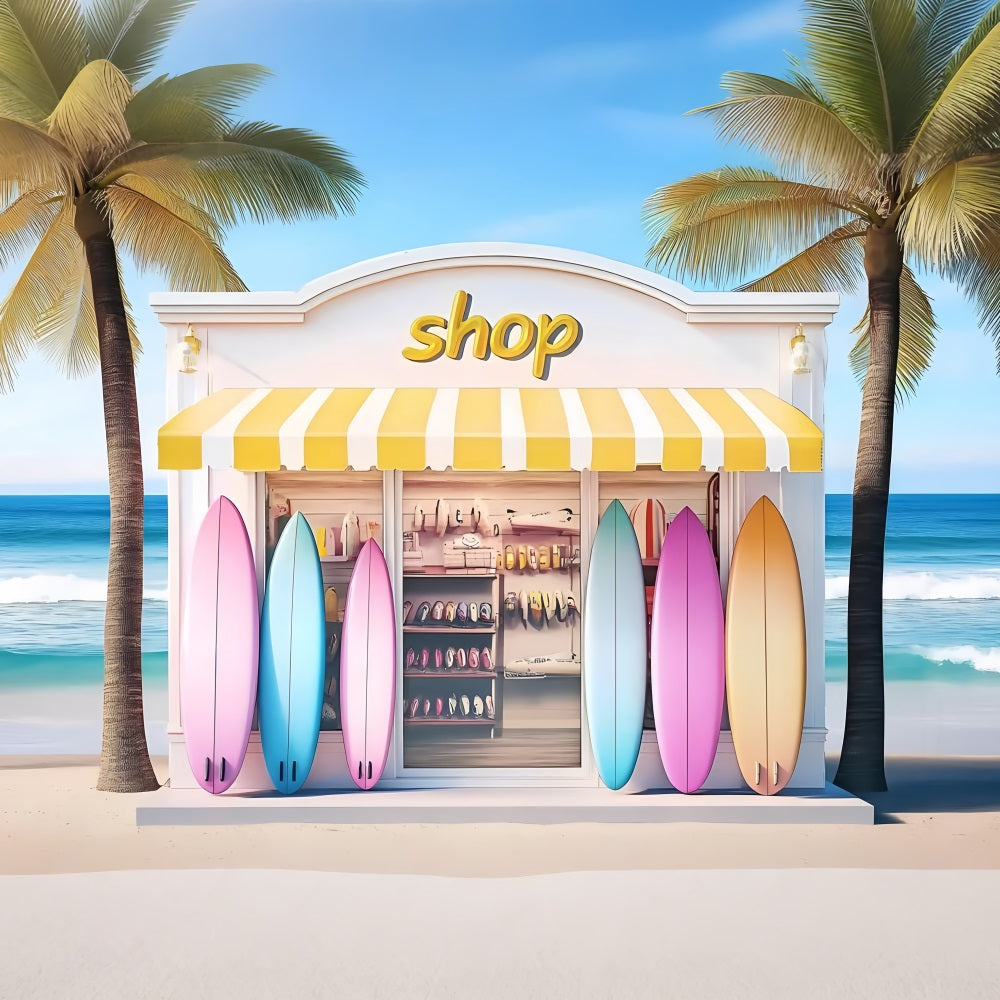 Strand Backdrop Gelbe Streifen Surfbrett Sommer Backdrop ZXY3-8