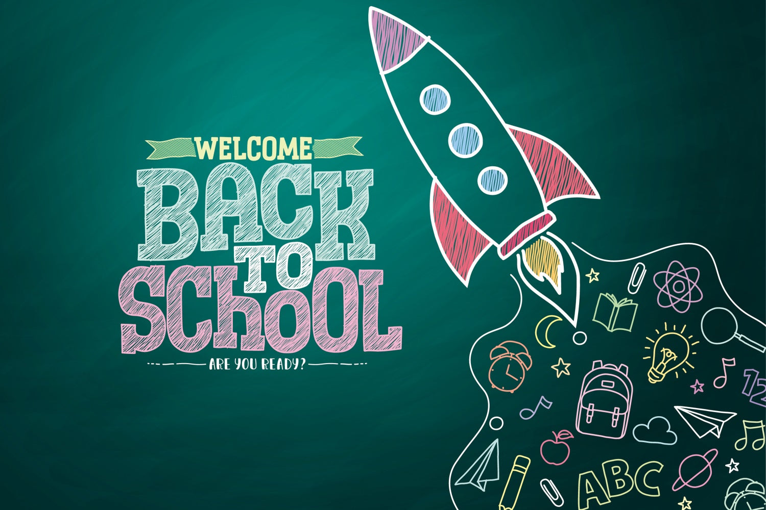 Back to School Rakete Kreidetafel Backdrop BRP7-12