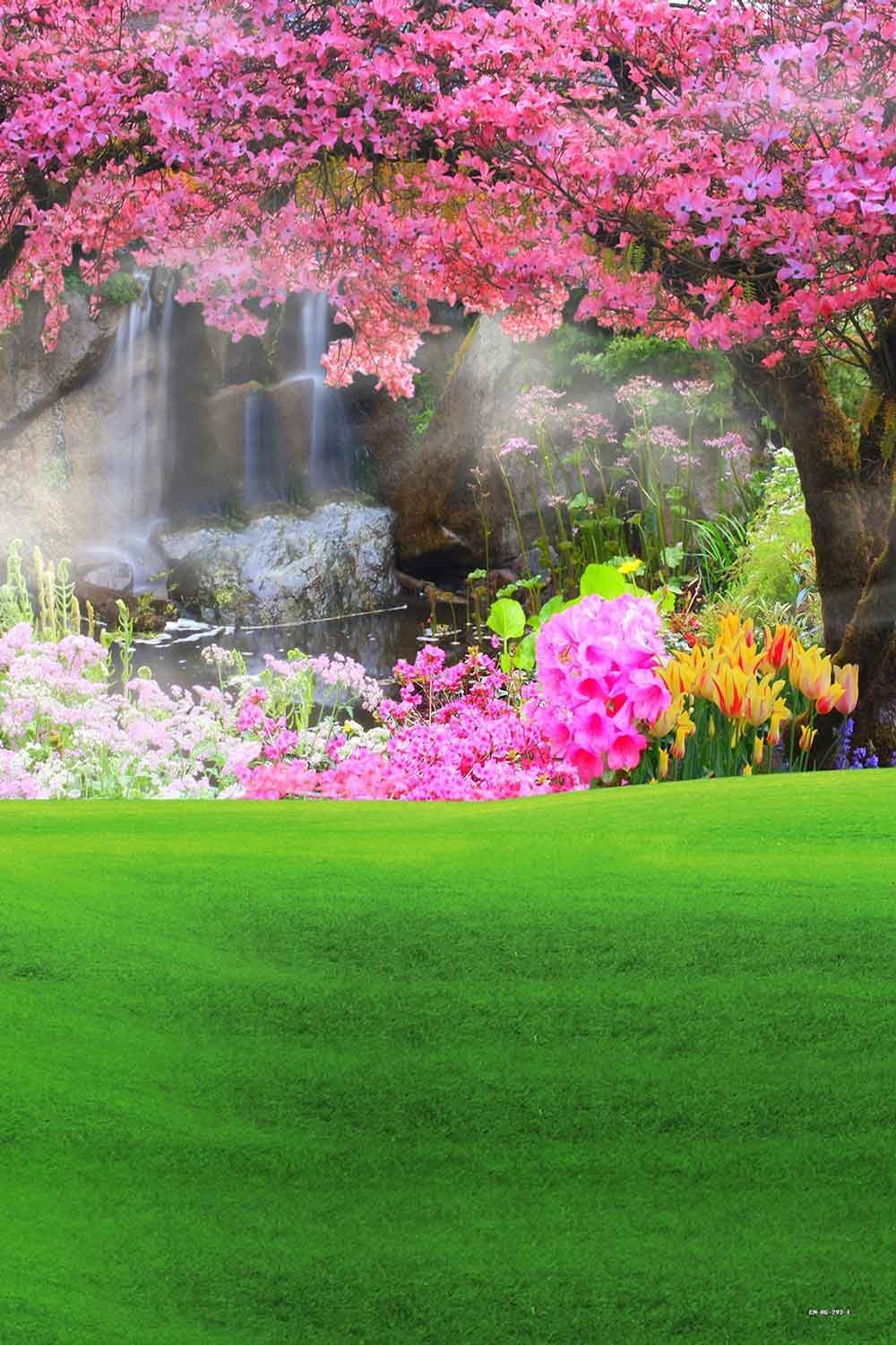 Spring Flowers Green Grass Backdrop for Photography CM-HG-293-E