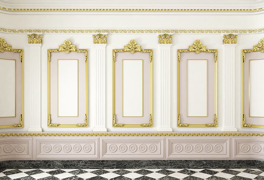 Majestic Interior Weiß und Gold Wandhintergrund D1008