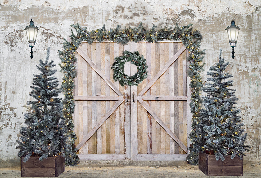 Christmas Tree Retro Wall Backdrop for Photography