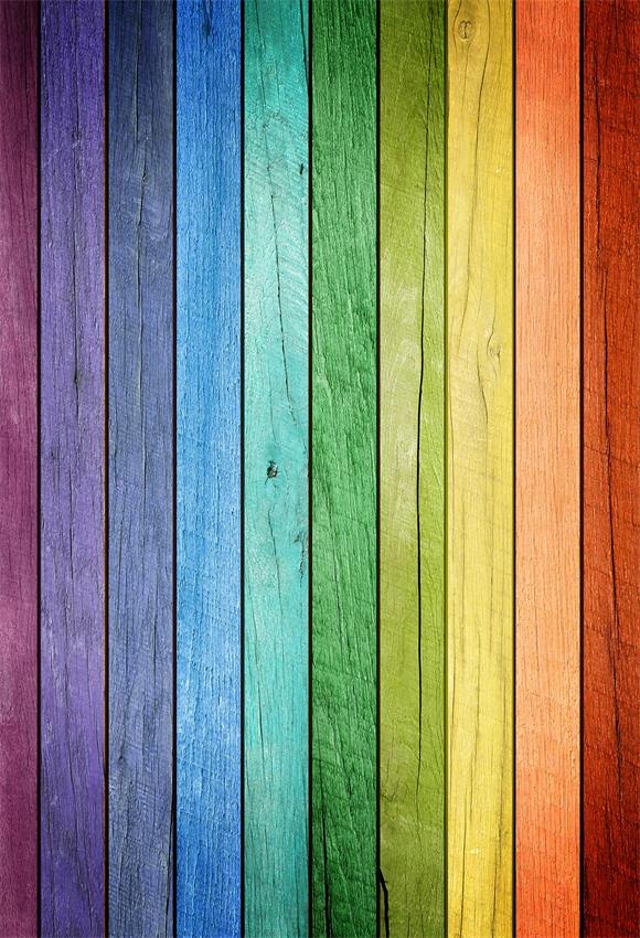 Regenbogen-Holz-Hintergrund für Party-Fotografie G-411