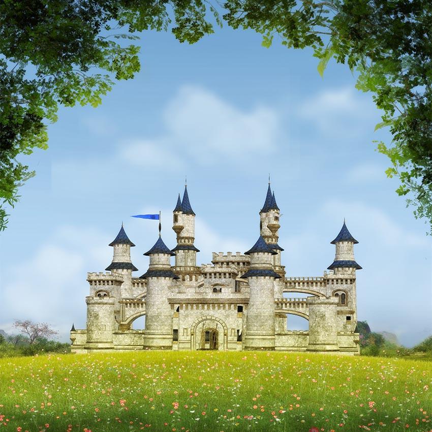 Schlosshintergründe Grüne Grasbäume Fotohintergrund G-513