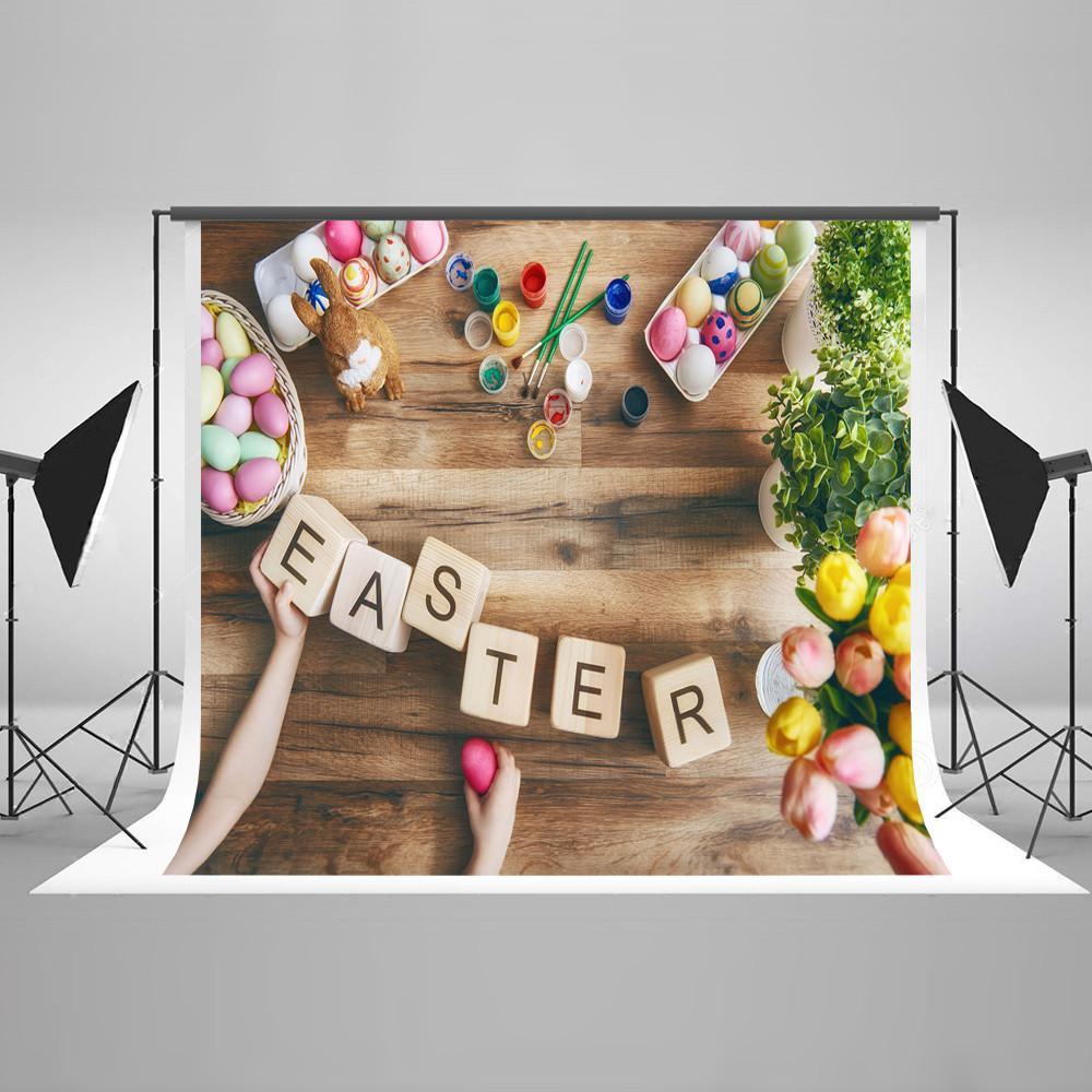 Easter Eggs Spring Flowers Decoration Photography Backdrops HJ02928