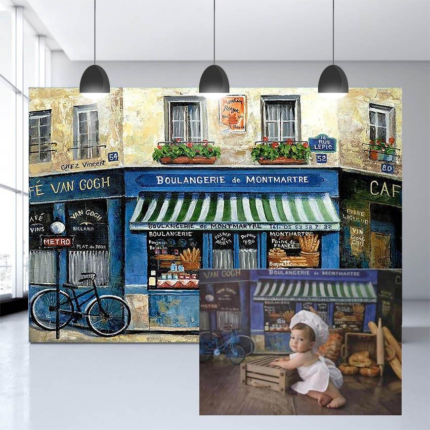 Künstlerische Ölgemälde Café Fotografie Hintergrund für Baby NB-485