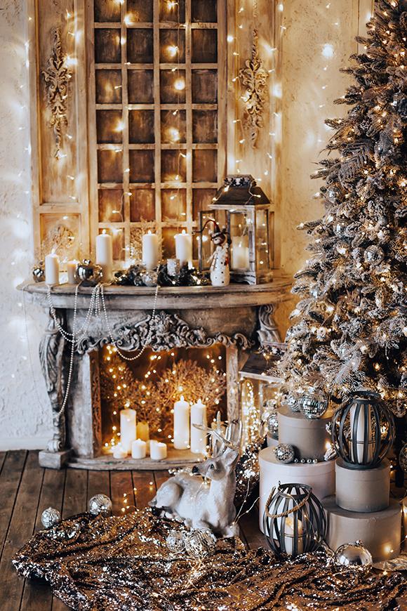 Glitter Christmas Tree Lights Backdrop for Photography