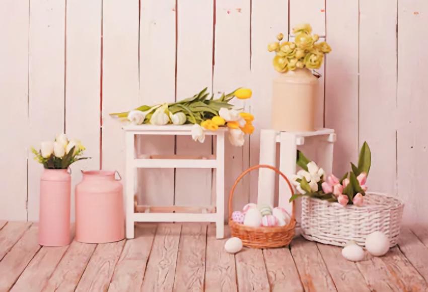Easter Eggs Spring Flowers Backdrop for Photo Booth SH208