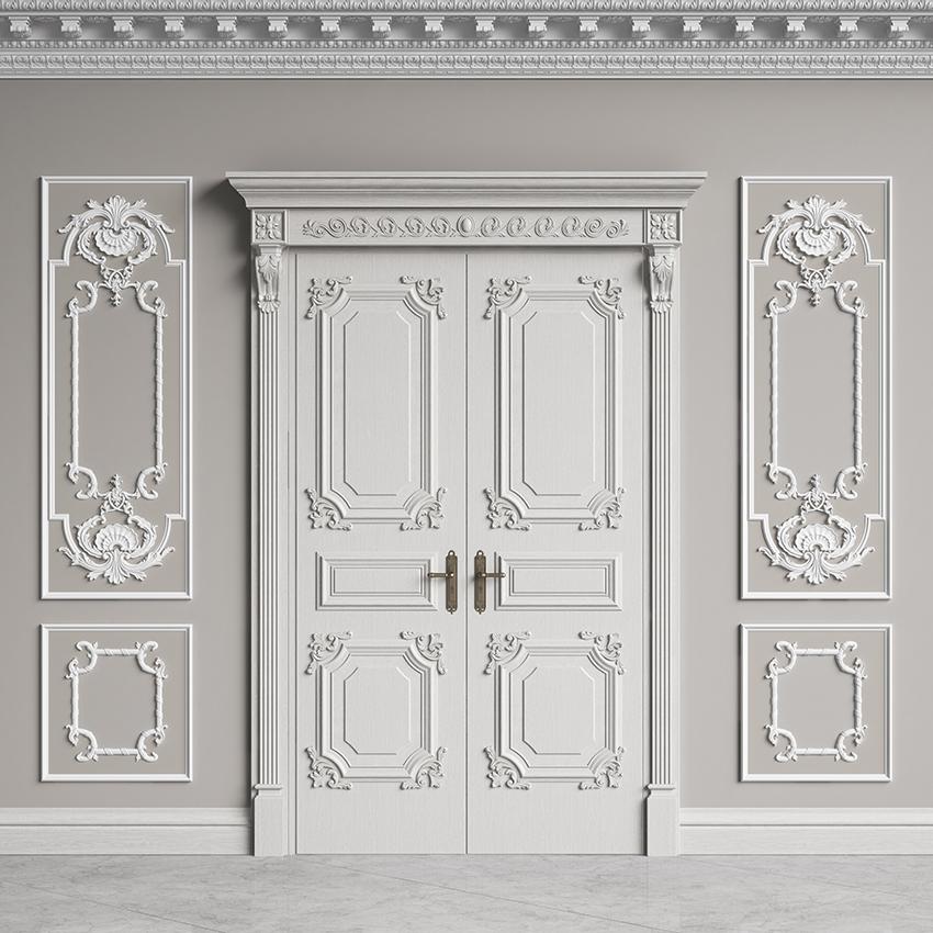 Classic Room White Wall Door Photography Backdrop SHU001