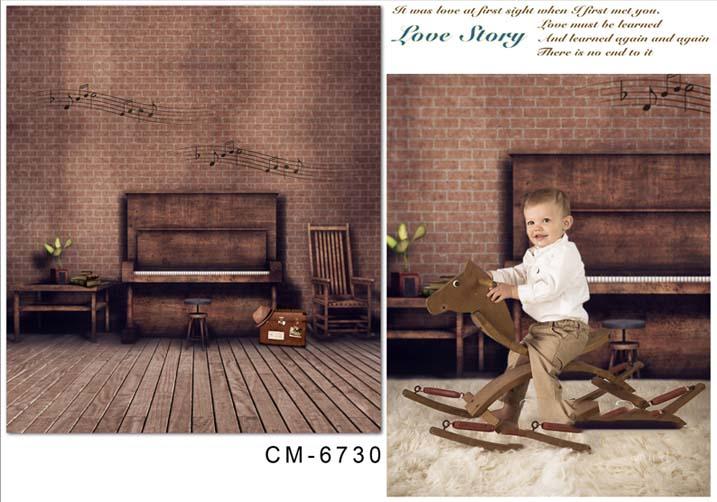 Vintage Brick Wall Piano Background Baby for Photography CM-6730